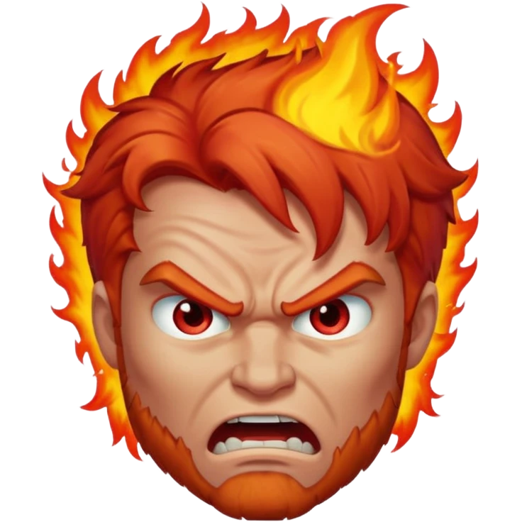 burning angry bodybuilder red haired man  emoji