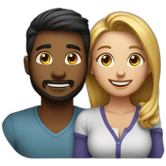 couple calling eachother on facetime with iphones emoji