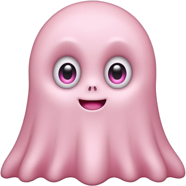 Cute pink ghost character with big adorable eyes and a small smile emoji