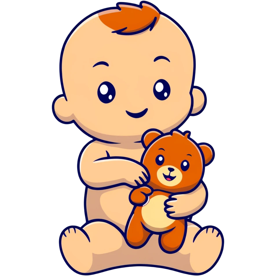 happy baby holding a teddy bear emoji