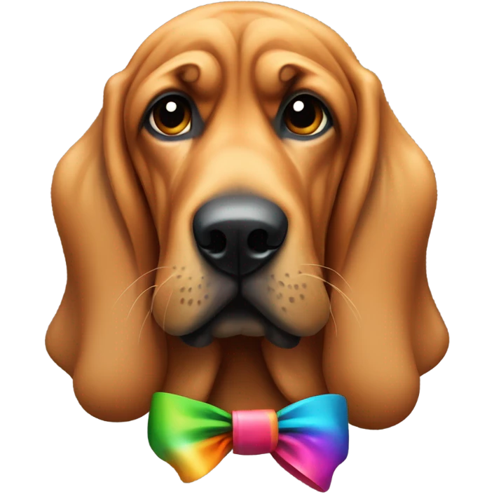 Bloodhound wearing a bow emoji