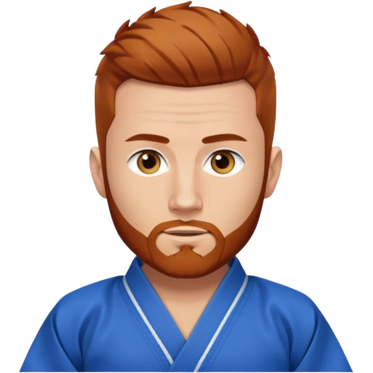 homme blanc, yeux bleu, cheveux brun très court avec barbe rousse et boucle d'oreille doré à l'oreille gauche avec kimono de jiu!jirsu emoji