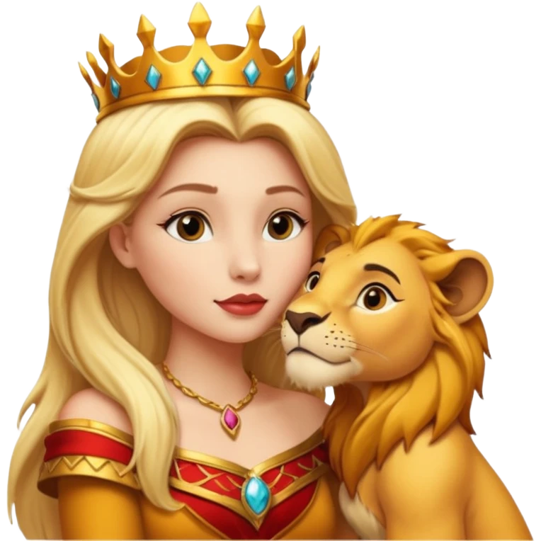 Blonde queen kissing lion king emoji