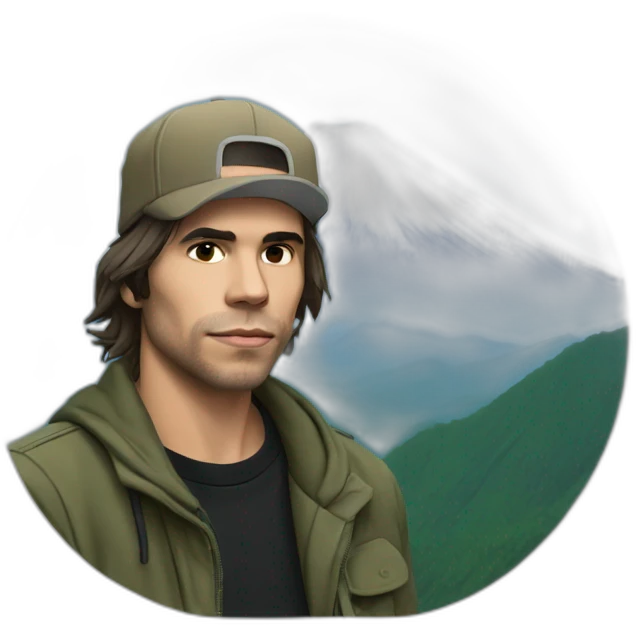 Orelsan the rapper that smoke in front of fuji mountain emoji
