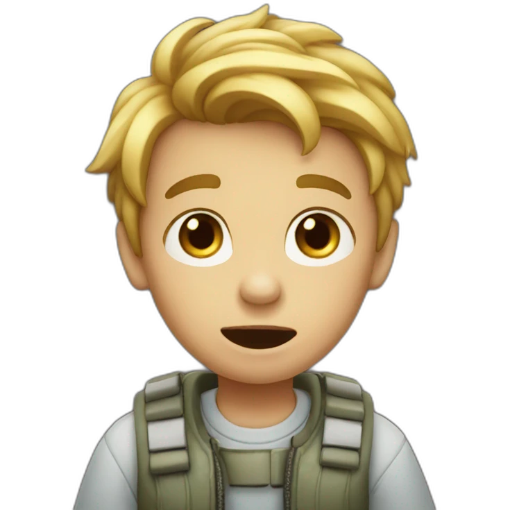 Boy saying huh emoji
