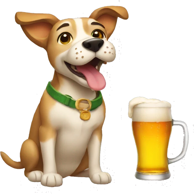 Dog drinking beer emoji
