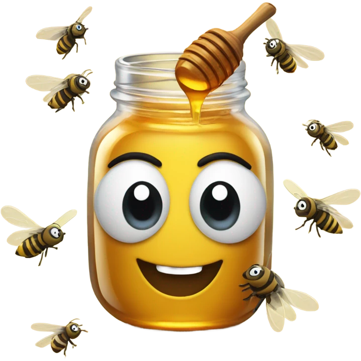 emoji eating honey with flys emoji