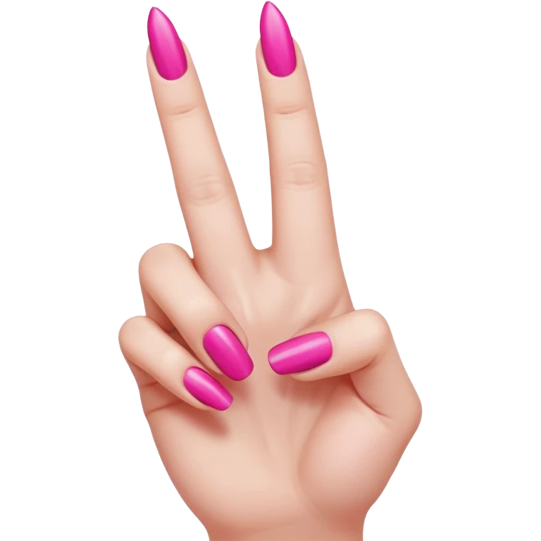 Woman’s hand shooting the middle finger with their nails, painted hot pink emoji