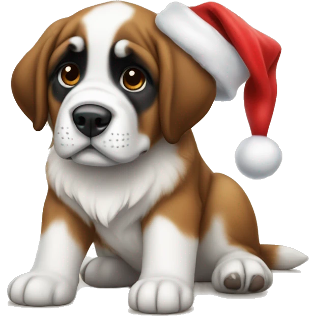 Saint Bernard puppy in a Santa hat  emoji