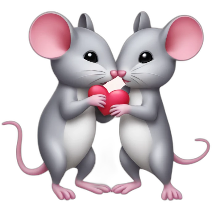Cute kissing mice in a heart emoji