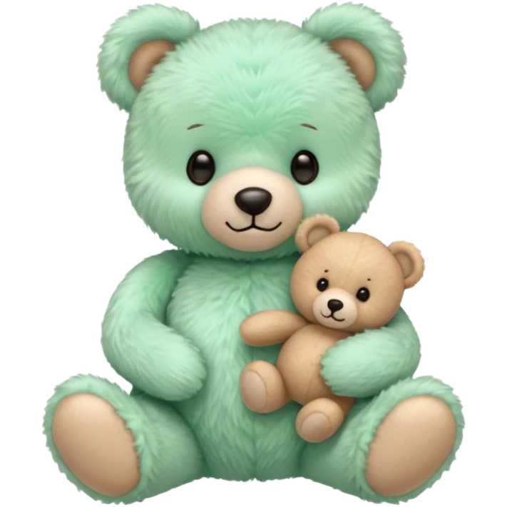 Adorable mint green teddy bear, with his realistic mini teddy bear doll emoji