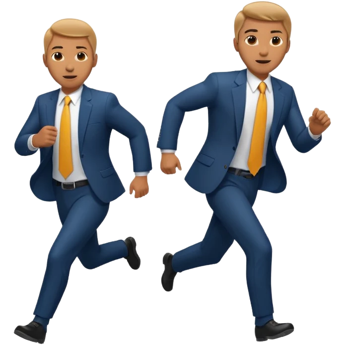businessman picking running, face direct to camera emoji