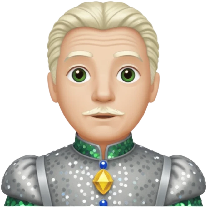 Servant Boq from the Wizard of Oz with white blonde hair, gray sequin outfit emoji