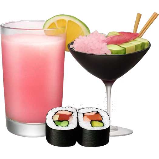 Sushi and pink cocktail  emoji