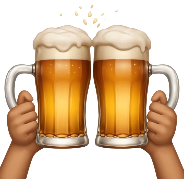 hands clinking beer mugs cheers no face emoji