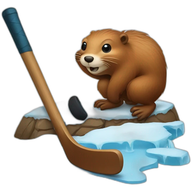 beaver with ice hockey stick emoji