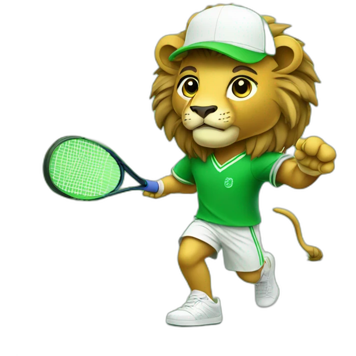 lion in saudi outfit playing tennis emoji