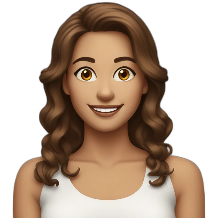 Pretty woman alluring smile brown hair emoji