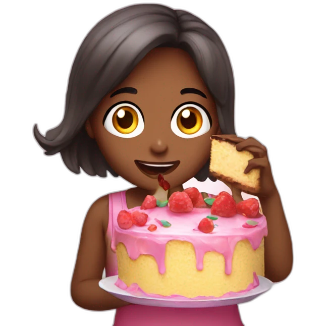 Yummy cake girl eating emoji