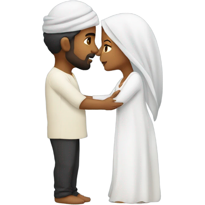 Arab man kissing brownskin woman  emoji