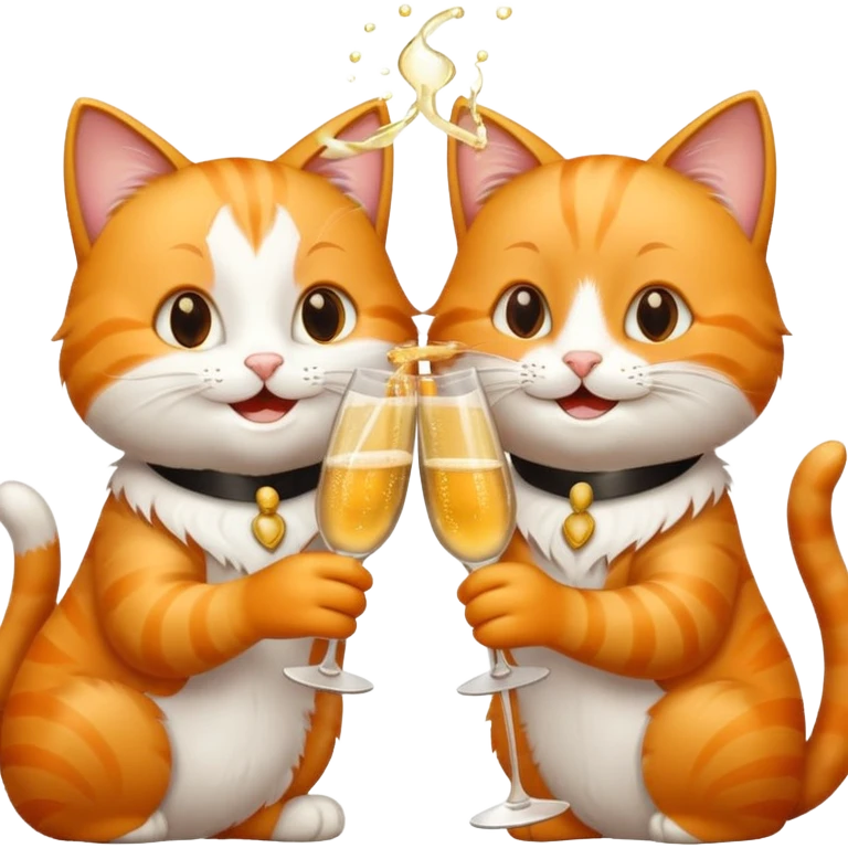 2 happy cats drinking champagne emoji