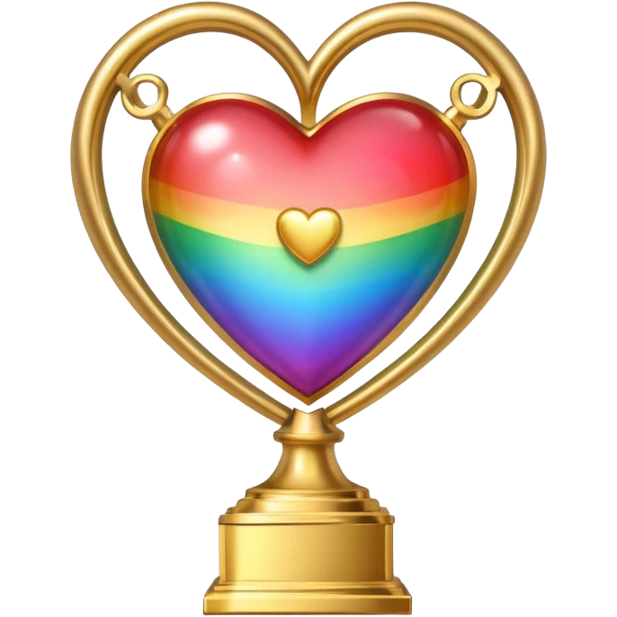 heart with rainbow gradient and trophy emoji