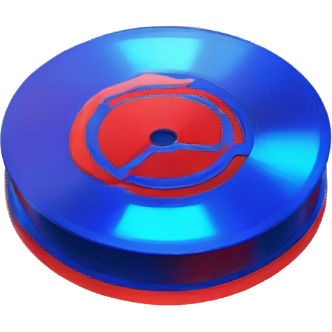 Red and blue fluorescent CD emoji