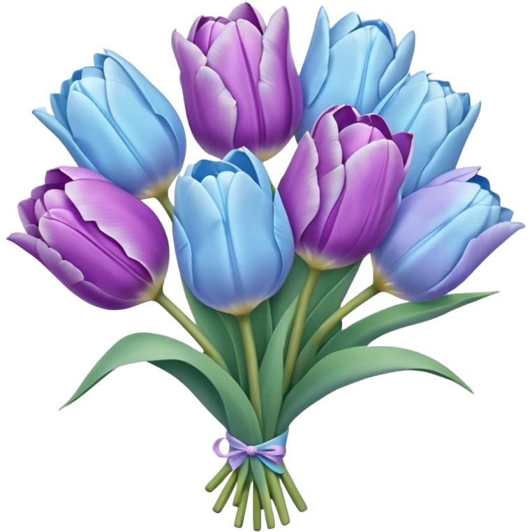 light blue and light purple tulip bouquet emoji