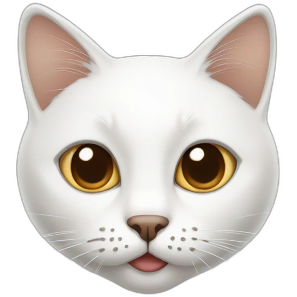 white cat with a little bit brown and half brown mouth emoji