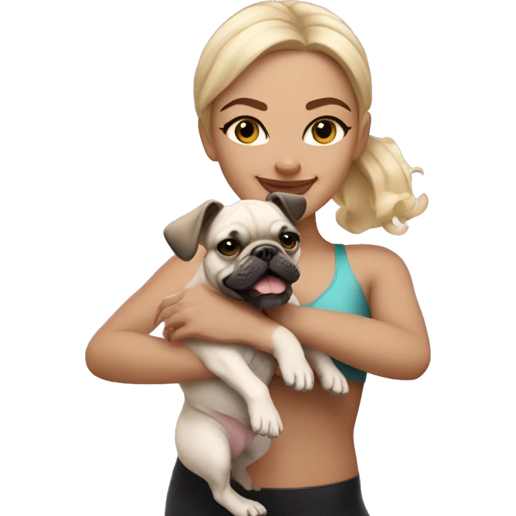 light-skinned and fair-haired dancer with a French bulldog puppy emoji