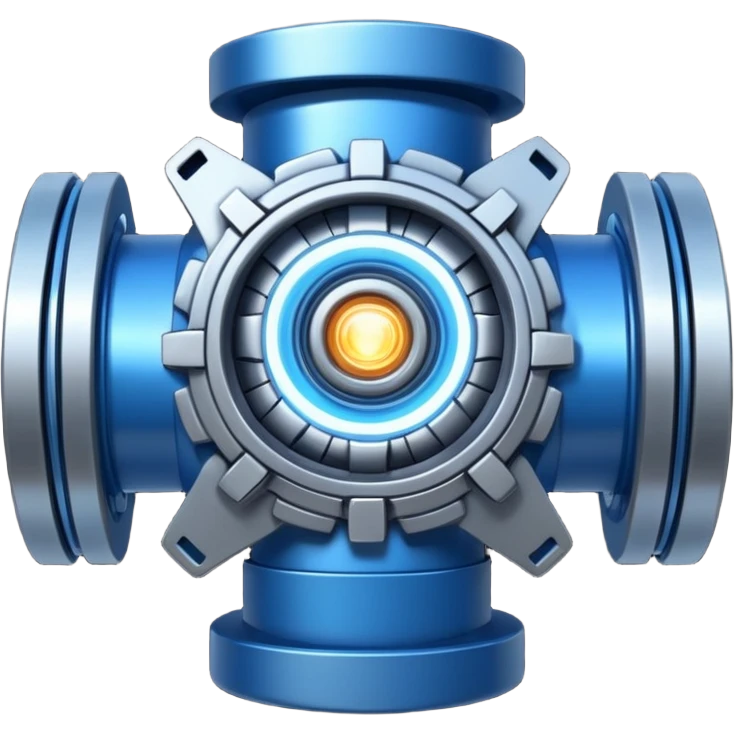 Powerful modern engine emoji, thick industrial metal body, rotating inner parts, glowing energy core. emoji