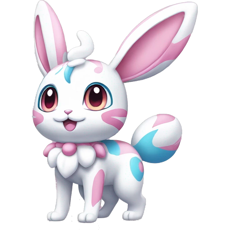 Kawaii Shiny Sylveon-Bunny-Pokémon full body emoji