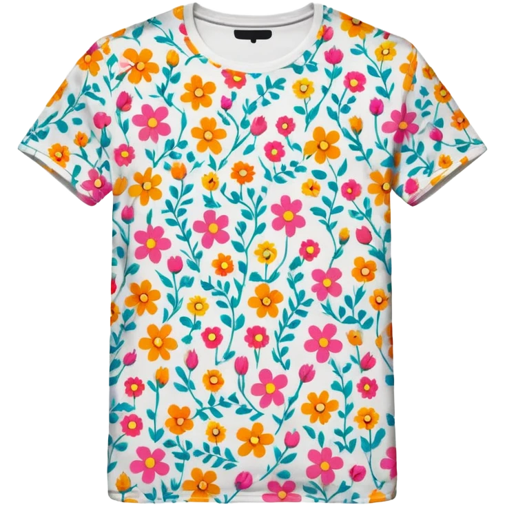 floral pattern graphic tee shirt emoji