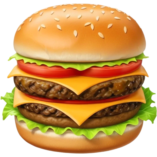 short, single patty cheeseburger with classic toppings emoji