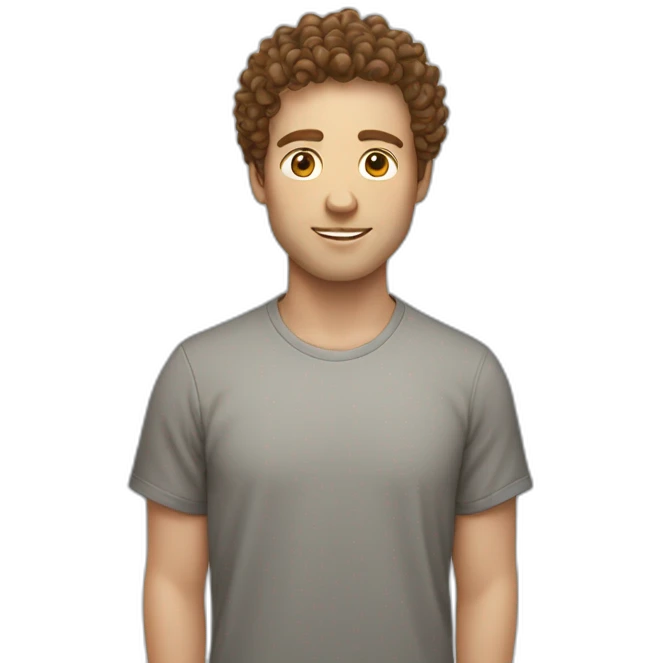 white guy with brown curly hair on top and normal hair on sides emoji