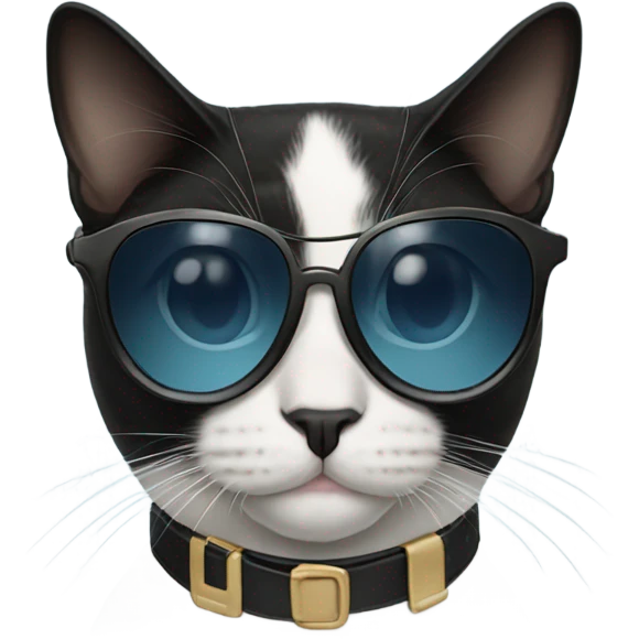 Tuxedo cat with aviator sunglasses  emoji