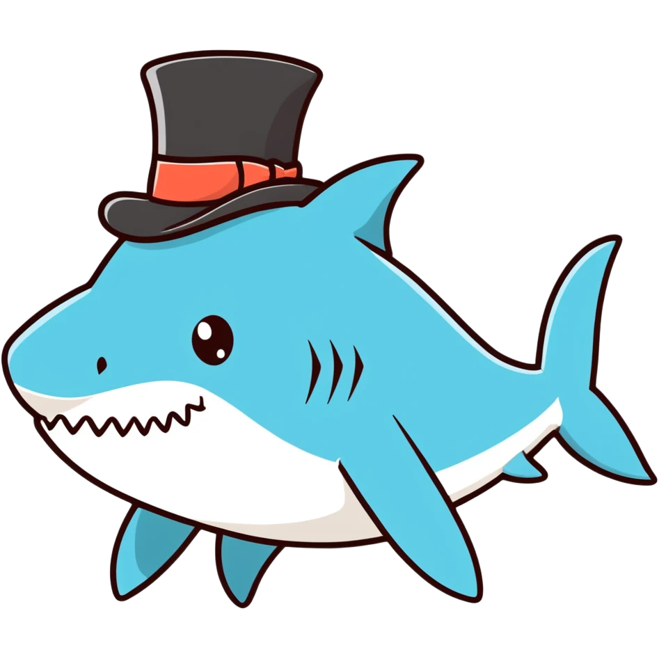 Shark with a top hat emoji