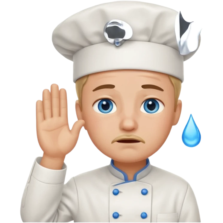 Chef saluting while crying blue eyes emoji
