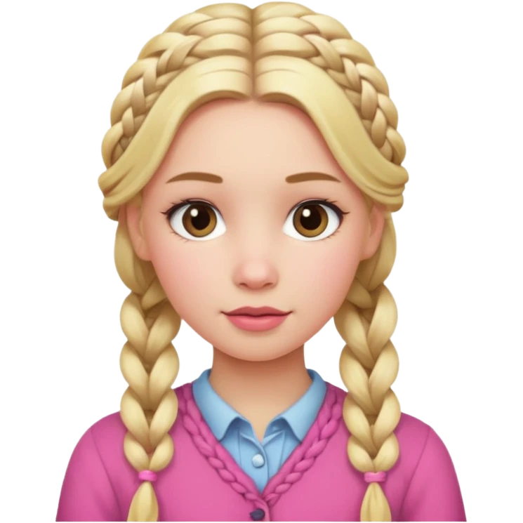 blonde girl, braided hair, pink cheeks emoji