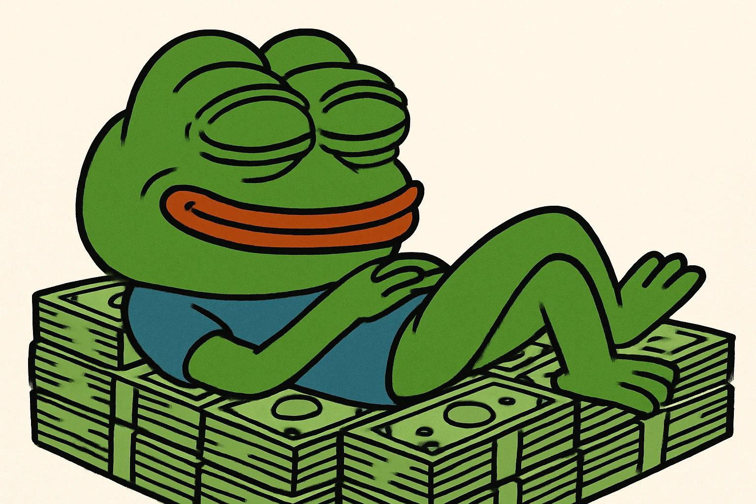 happy person napping on mattress of money emoji