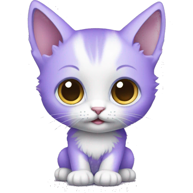 Purple kitten blue eyes full body emoji