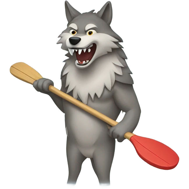 Wolf holding a paddle emoji