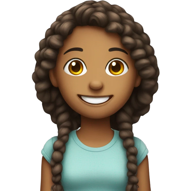 smiling girl with stuffed toy emoji