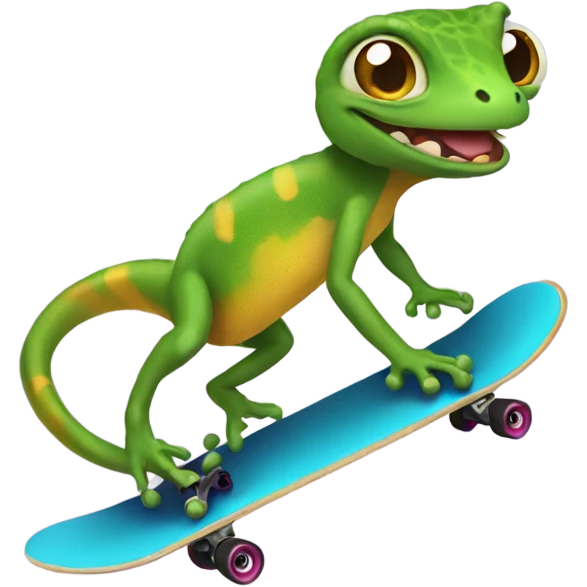 Gecko riding skateboard emoji