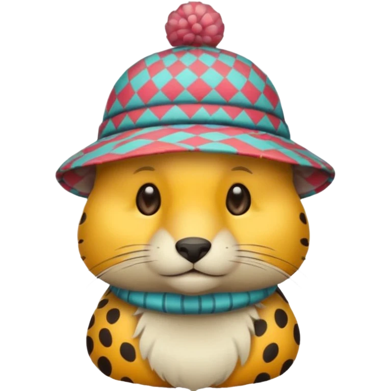 animal wearing patterned hat  emoji