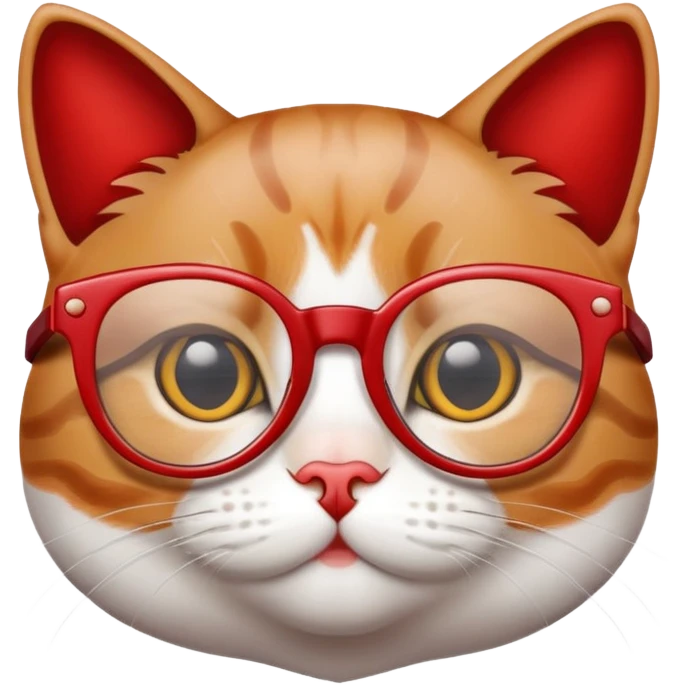 Сделай мне милого котика в очках с красными вставками emoji