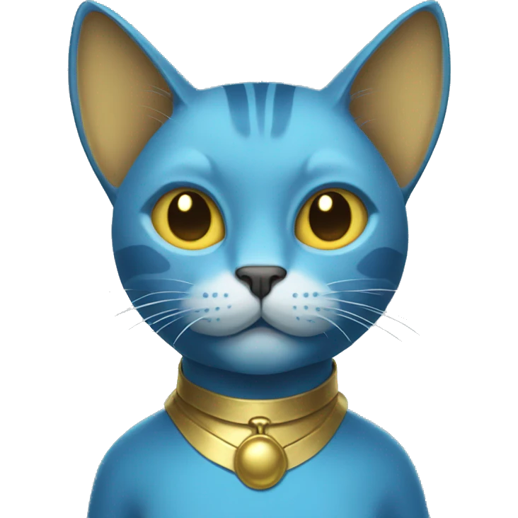  A blue cat with horns and a gold shirt emoji