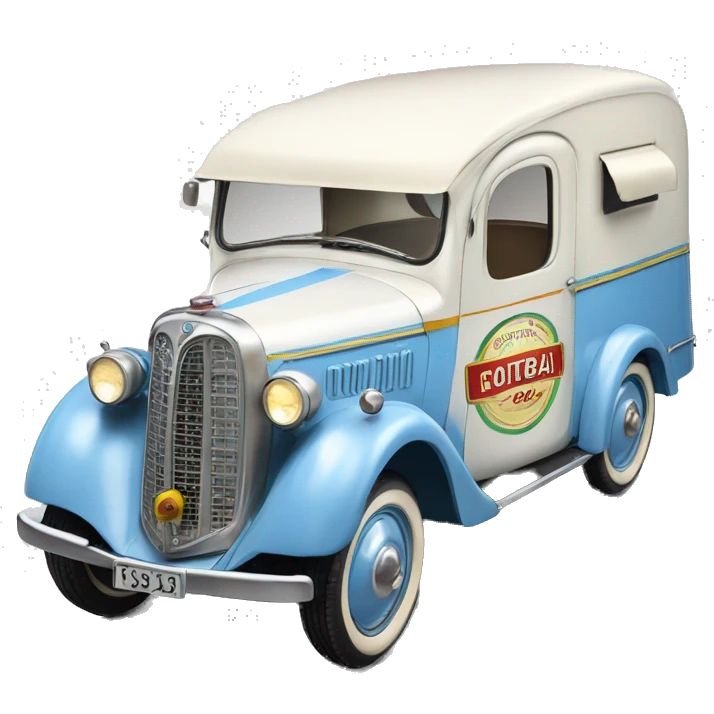 ice cream caravan,1935 fiat ,pearl blue  emoji