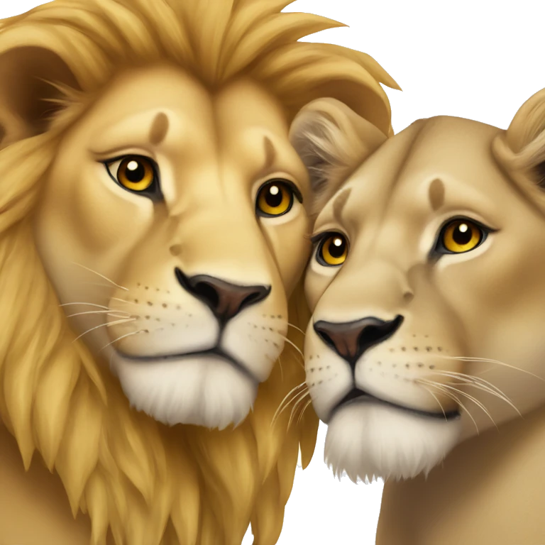Lion and lioness cuddling  emoji
