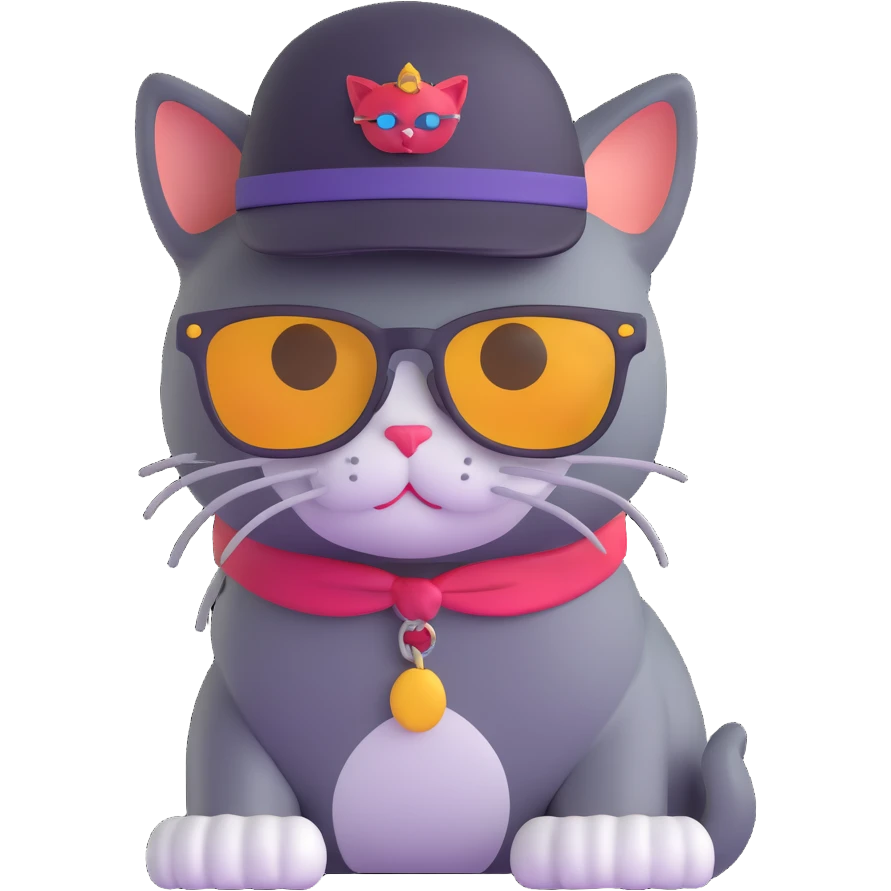 cat wearing sunglasses and a tiny hat emoji